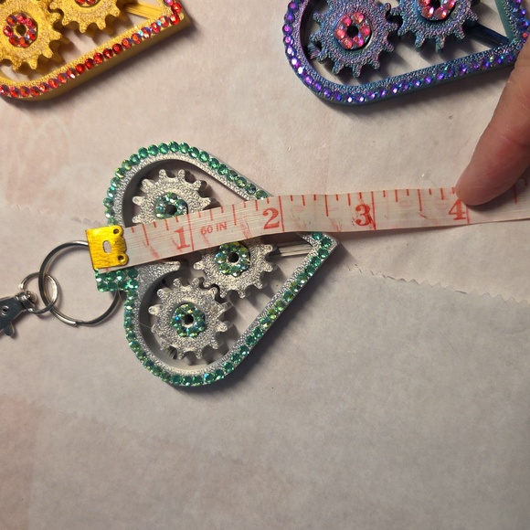 Choice of 1: Hand Crafted 3-D printed Heart with moving gears Keychain/Bag Charm - Picture 3 of 3
